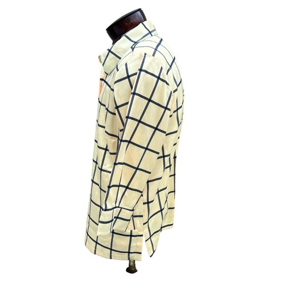 Lines by Louis Dell’Olio windowpane Check Shirt Yellow Blue Size 18 - Picture 3 of 7
